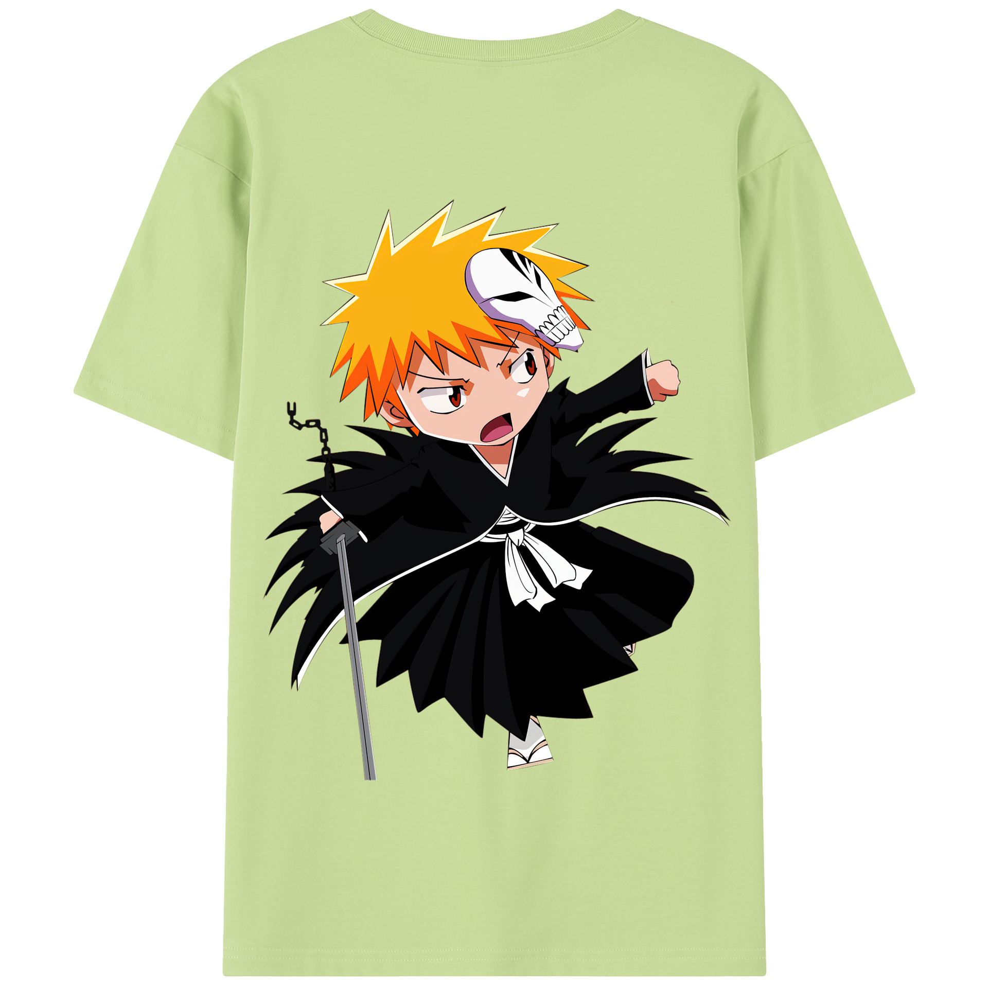 （画像用） ブリーチ 黒崎一護（くろさき いちご）BLEACH Kurosaki Ichigo 綿100％半袖Tシャツ（背面プリント）